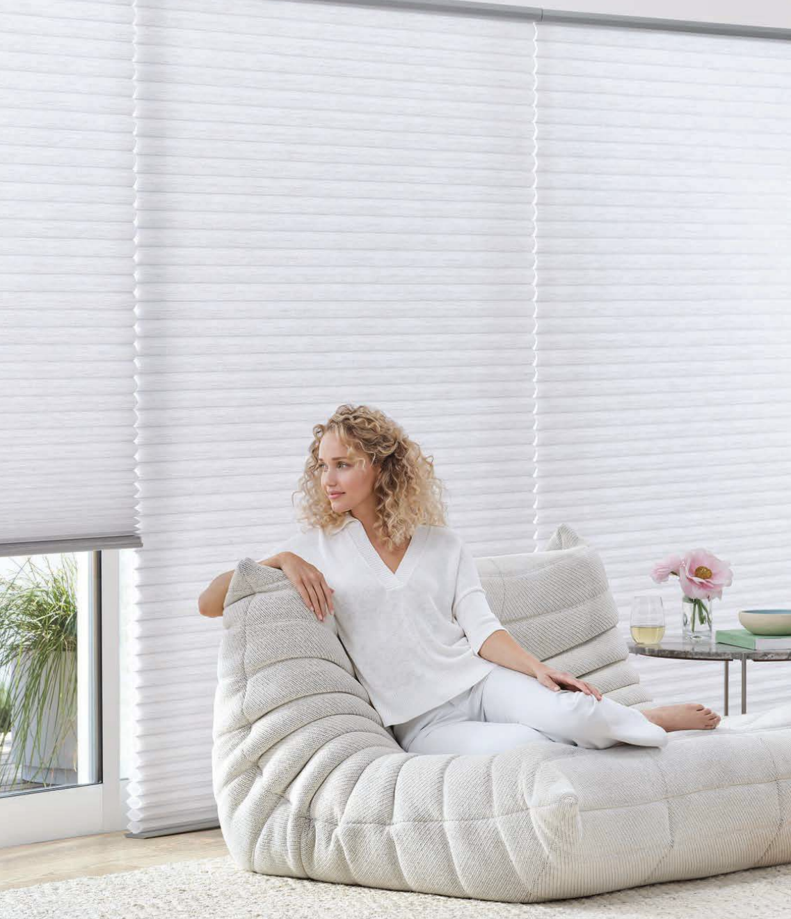 Motorized window blinds provide a solution for blinds that keep sliding down.